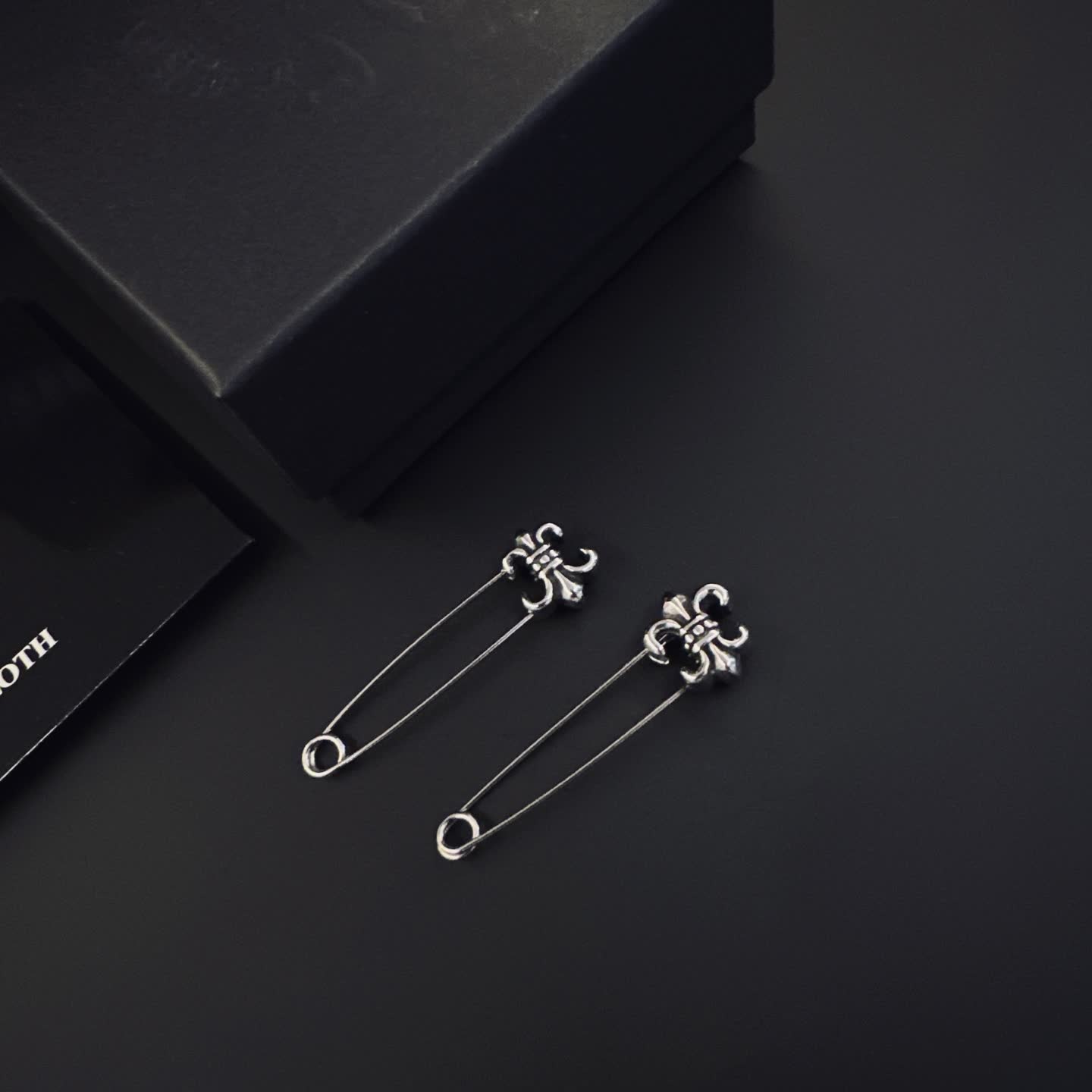 Chrome Hearts Silver Safety Pins with Fleur-de-lis Design